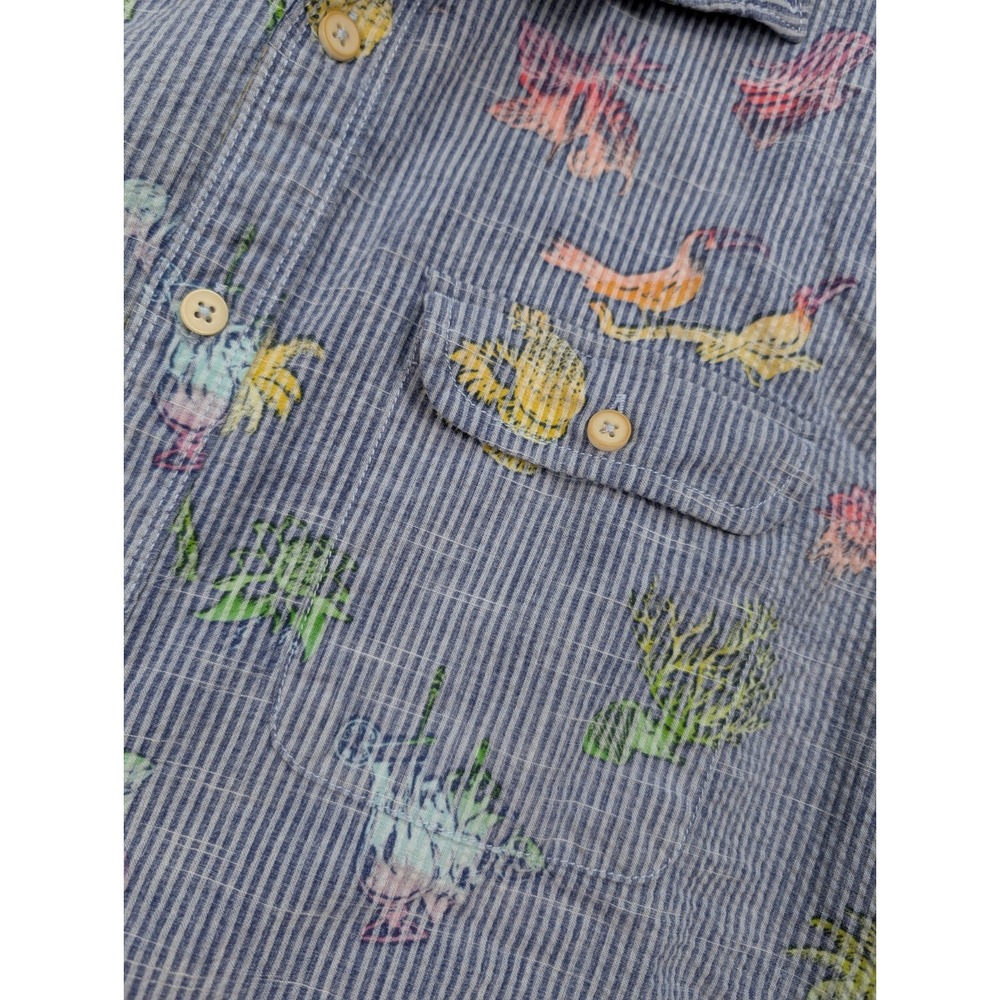 Tommy Bahama Hawaiian‎ Striped Button Up Palm Versational Men's Size Medium - Picture 2 of 6